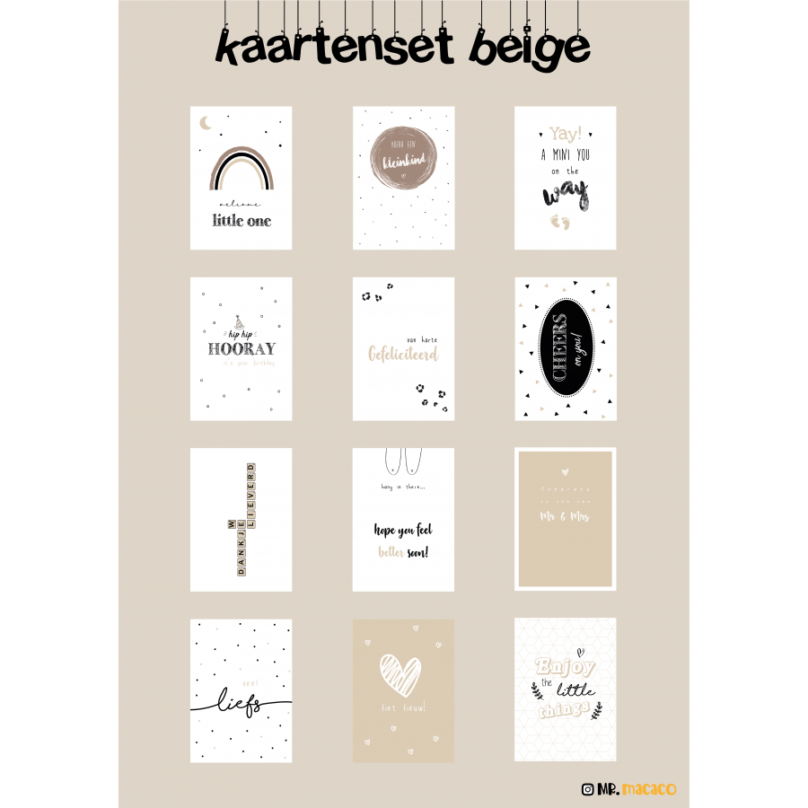 Wenskaartenset beige (12-delig) Wenskaartenset beige (12-delig)
