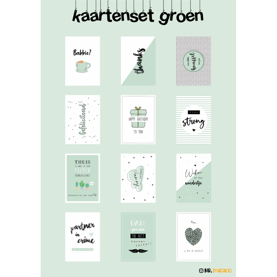 Wenskaartenset groen (12-delig) Wenskaartenset groen (12-delig)