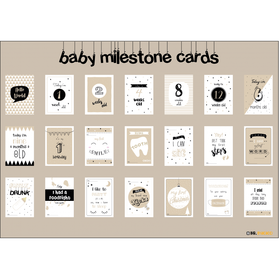 Baby milestone kaartenset (21-delig) Baby milestone kaartenset (21-delig)