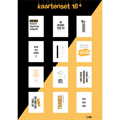 Wenskaartenset 16+ (12-delig)