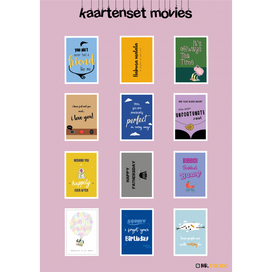 Wenskaartenset movies (12-delig) Wenskaartenset movies (12-delig)